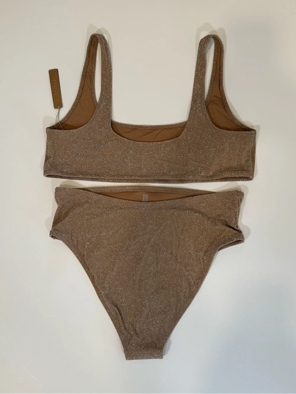 NWT SKIMS Shimmery Brown High-Waist Bikini Set Size 2X